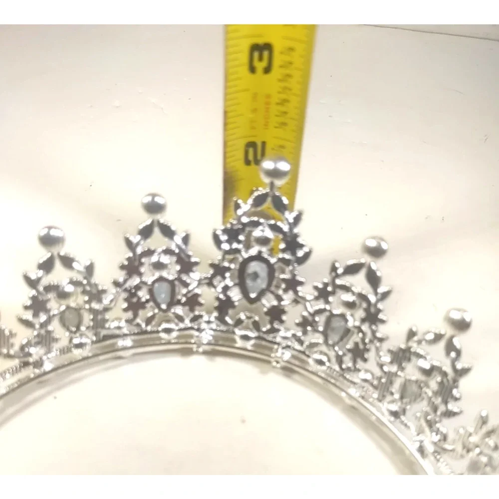 Tiara Crown Bride Party Silver Tone Rhinestone Elegant